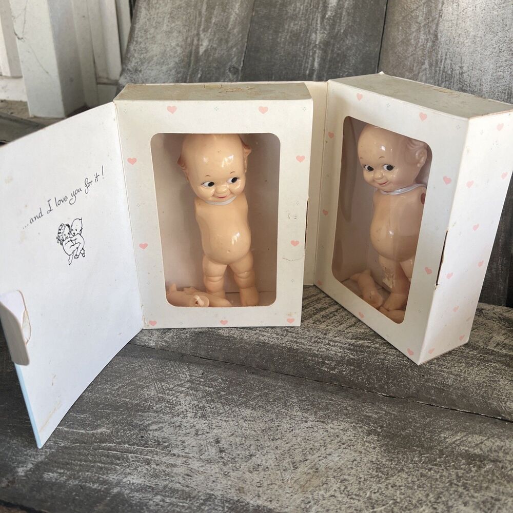 Lot of 2 Kewpie Hard plastic dolls Jesco 1986 Original Boxes